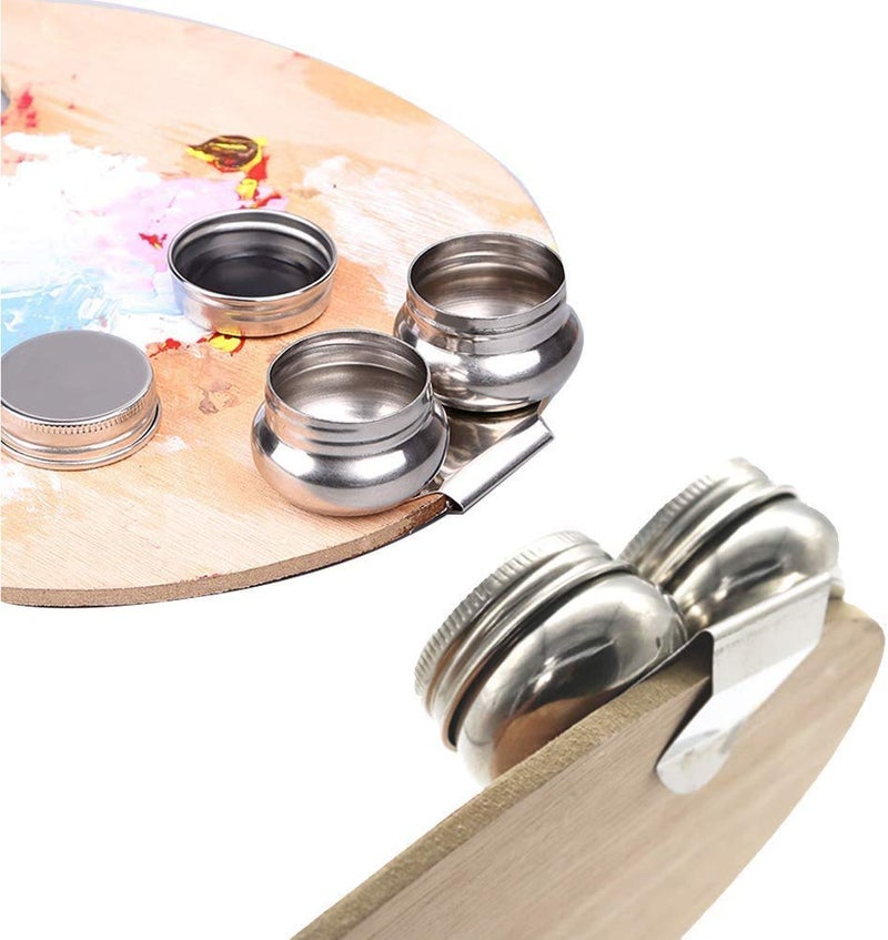 Hztyyier 1Pc Stainless Steel Large Double Dipper Palette Cup Turpentine Solvent Oil Container Paint Megilp Turpentine Container with Screw Hat, Can Clip - Image 1